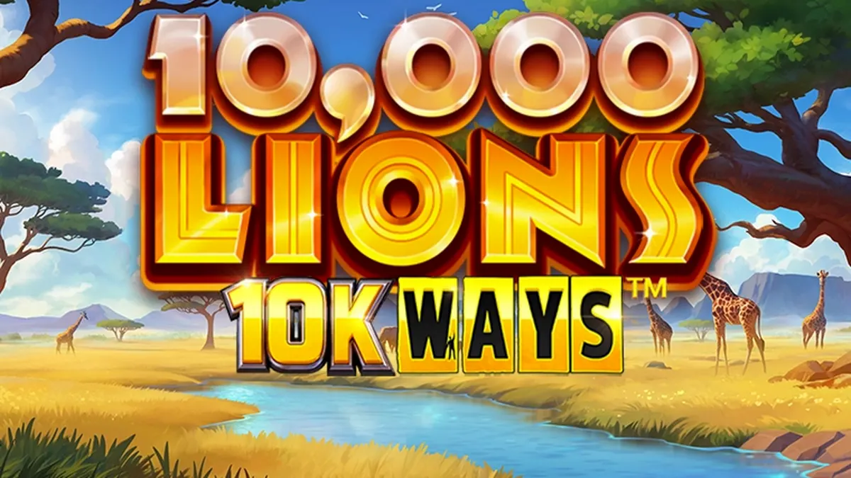 Tampilan visual slot 10,000 Lions 10K Ways dengan tema alam liar