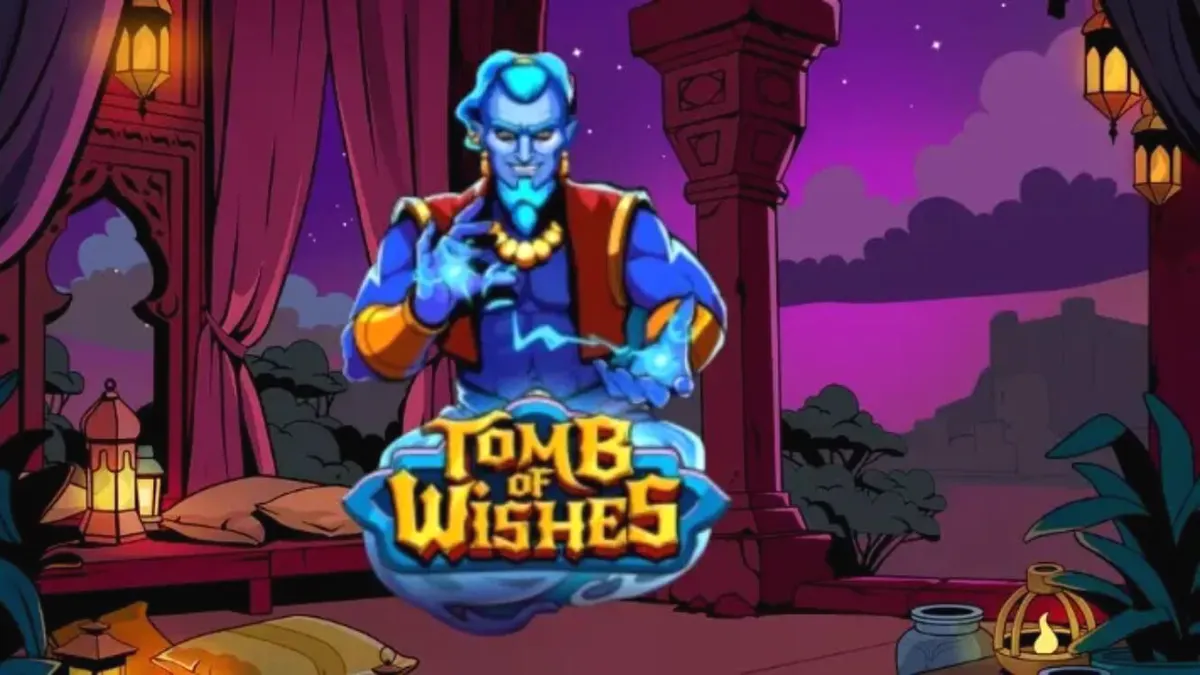 Tomb of Wishes slot machine screen featuring Arabian treasure chamber theme