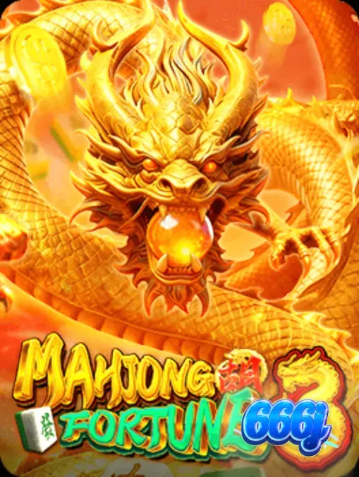 Tampilan visual Mahjong Fortune 3 dengan simbol naga emas dan ubin Mahjong